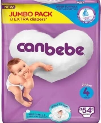 CANBEBE BABY DIAPER 4SIZE 54 PIECE INSIDE A PACK