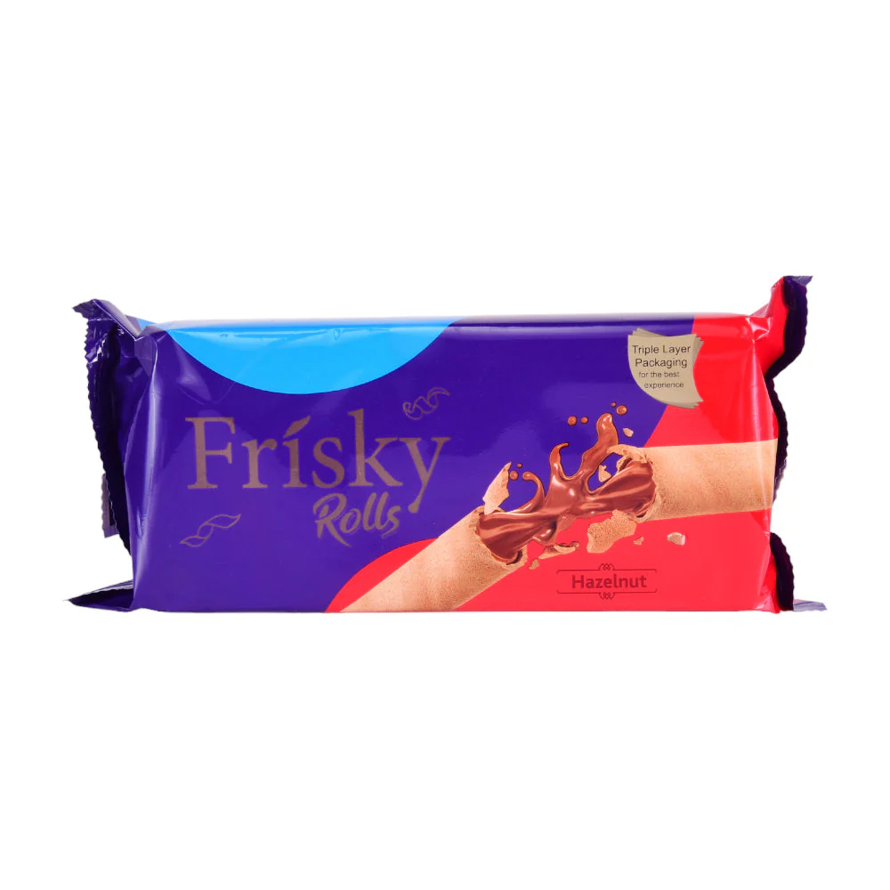FRISKY HAZLENUT WAFFER ROLLS 86GRAM