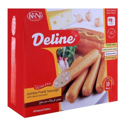 K&NS JUMBO FRANK SAUSAGES CHEESE&ONION 740GRAM