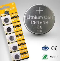 TIANQIU BUTTON CELL CR1616 PACK OF 5PCS