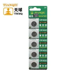 TIANQIU BUTTON CELL CR1632 PACK OF 5PCS