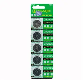 TIANQIU BUTTON CELL CR2025 PACK OF 5PCS