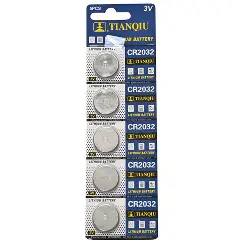 TIANQIU BUTTON CELL CR2032 PACK OF 5PCS