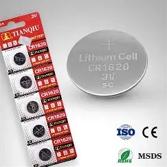 TIANQIU BUTTON CELL CR1620 PACK OF 5PCS
